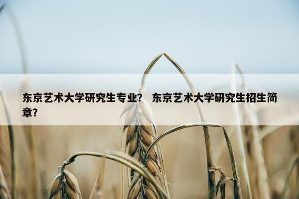 东京艺术大学研究生专业？ 东京艺术大学研究生招生简章？