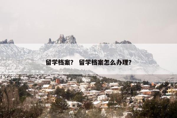 留学档案？ 留学档案怎么办理？