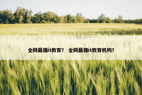 全网最强it教育？ 全网最强it教育机构？