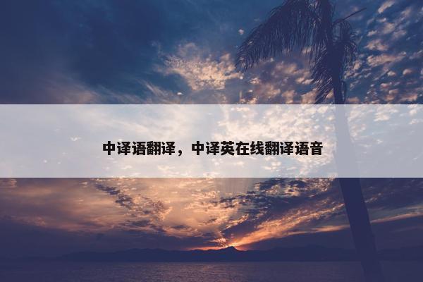 中译语翻译，中译英在线翻译语音