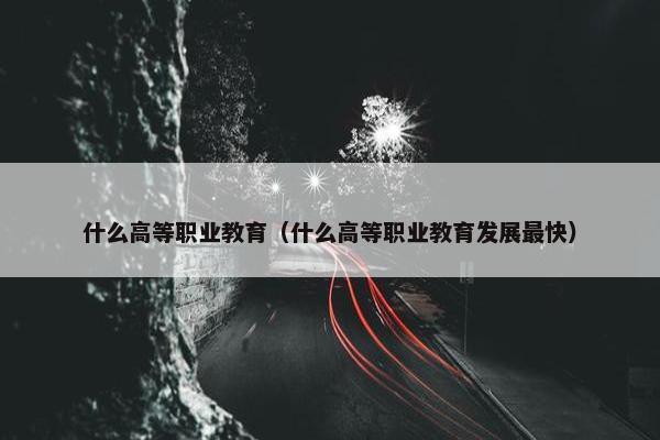 什么高等职业教育（什么高等职业教育发展最快）