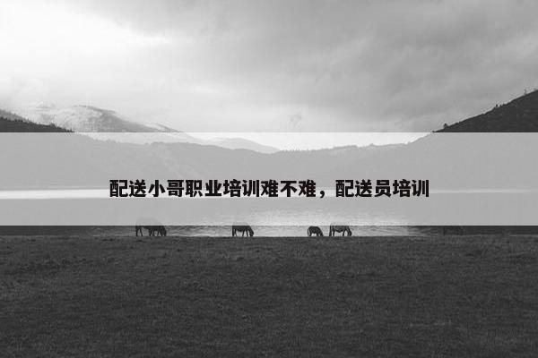 配送小哥职业培训难不难，配送员培训