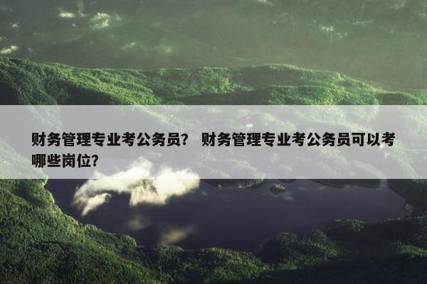 财务管理专业考公务员？ 财务管理专业考公务员可以考哪些岗位？