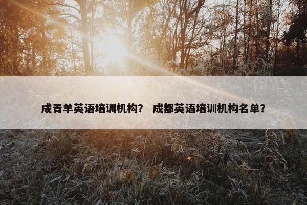 成青羊英语培训机构？ 成都英语培训机构名单？
