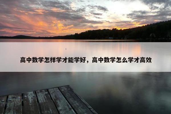 高中数学怎样学才能学好，高中数学怎么学才高效