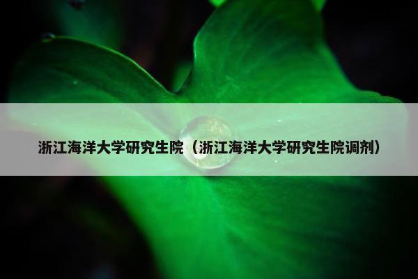 浙江海洋大学研究生院（浙江海洋大学研究生院调剂）