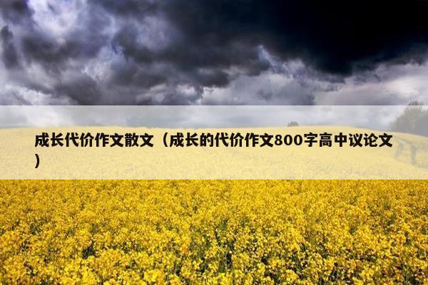 成长代价作文散文（成长的代价作文800字高中议论文）