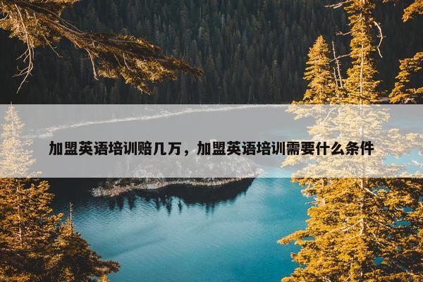 加盟英语培训赔几万，加盟英语培训需要什么条件
