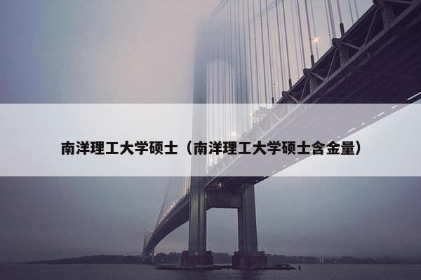 南洋理工大学硕士（南洋理工大学硕士含金量）