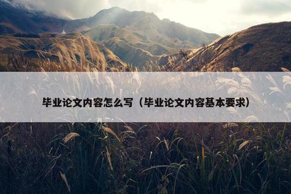 毕业论文内容怎么写（毕业论文内容基本要求）