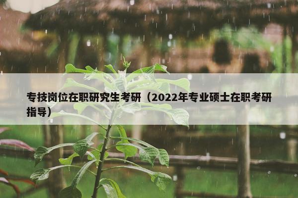 专技岗位在职研究生考研（2022年专业硕士在职考研指导）