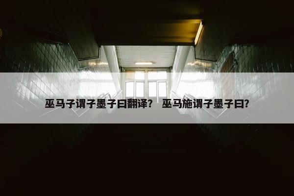 巫马子谓子墨子曰翻译？ 巫马施谓子墨子曰？