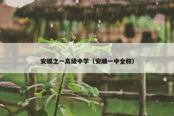 安顺之一高级中学（安顺一中全称）