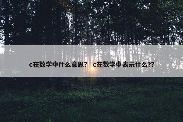 c在数学中什么意思？ c在数学中表示什么?？