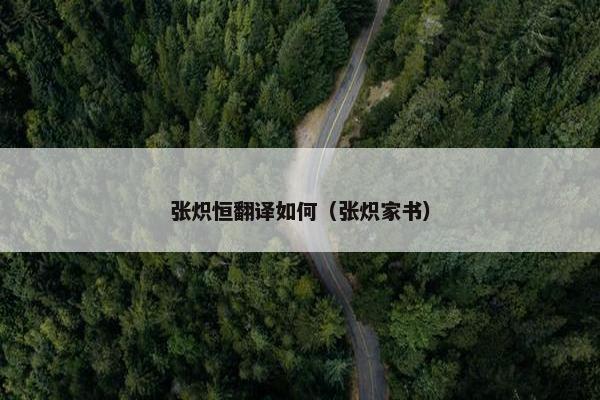 张炽恒翻译如何（张炽家书）