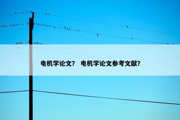 电机学论文？ 电机学论文参考文献？