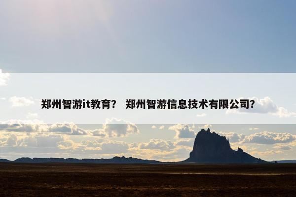 郑州智游it教育？ 郑州智游信息技术有限公司？