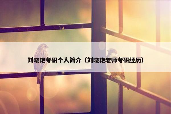 刘晓艳考研个人简介（刘晓艳老师考研经历）