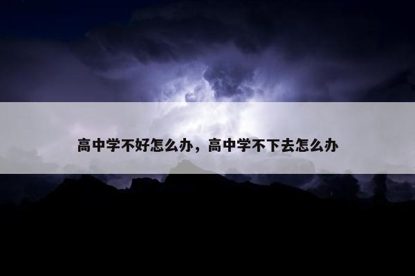 高中学不好怎么办，高中学不下去怎么办