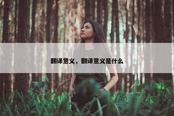 翻译意义，翻译意义是什么