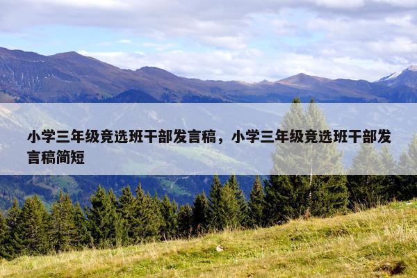 小学三年级竞选班干部发言稿，小学三年级竞选班干部发言稿简短