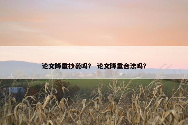 论文降重抄袭吗？ 论文降重合法吗？