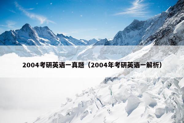 2004考研英语一真题（2004年考研英语一解析）