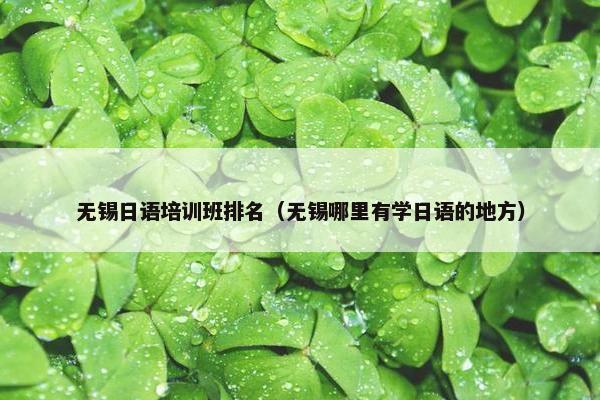 无锡日语培训班排名（无锡哪里有学日语的地方）